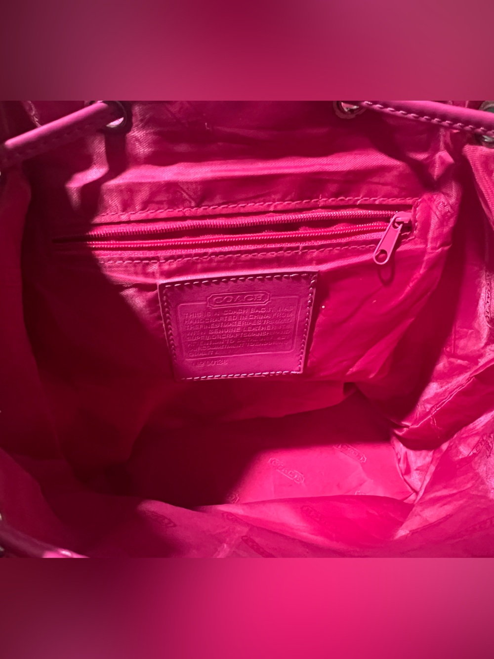 Coach Y2K vintage fuchsia signature drawstring backpack silver hardware - Picture 5 of 13